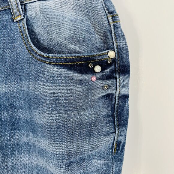 Avenue Embellished Jeans Women Size 18A Skinny Blue Denim Ankle Pants - Picture 5 of 6